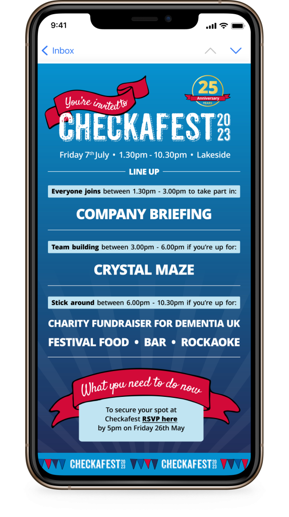 Checkafest - Email invitation design