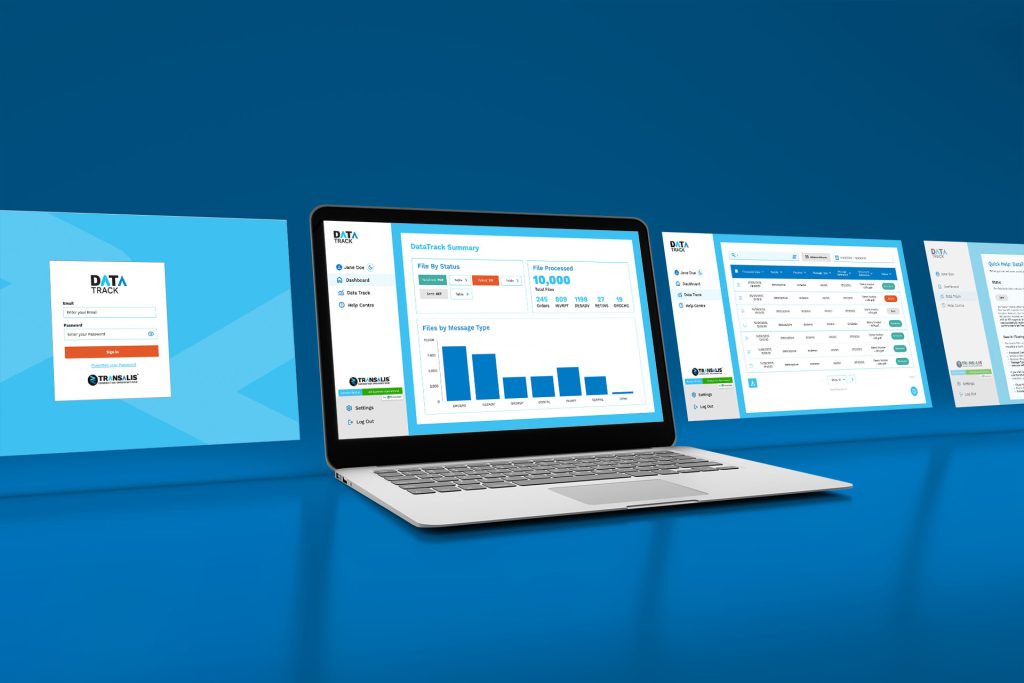 DataTrack, UI Design displayed in computer screens.