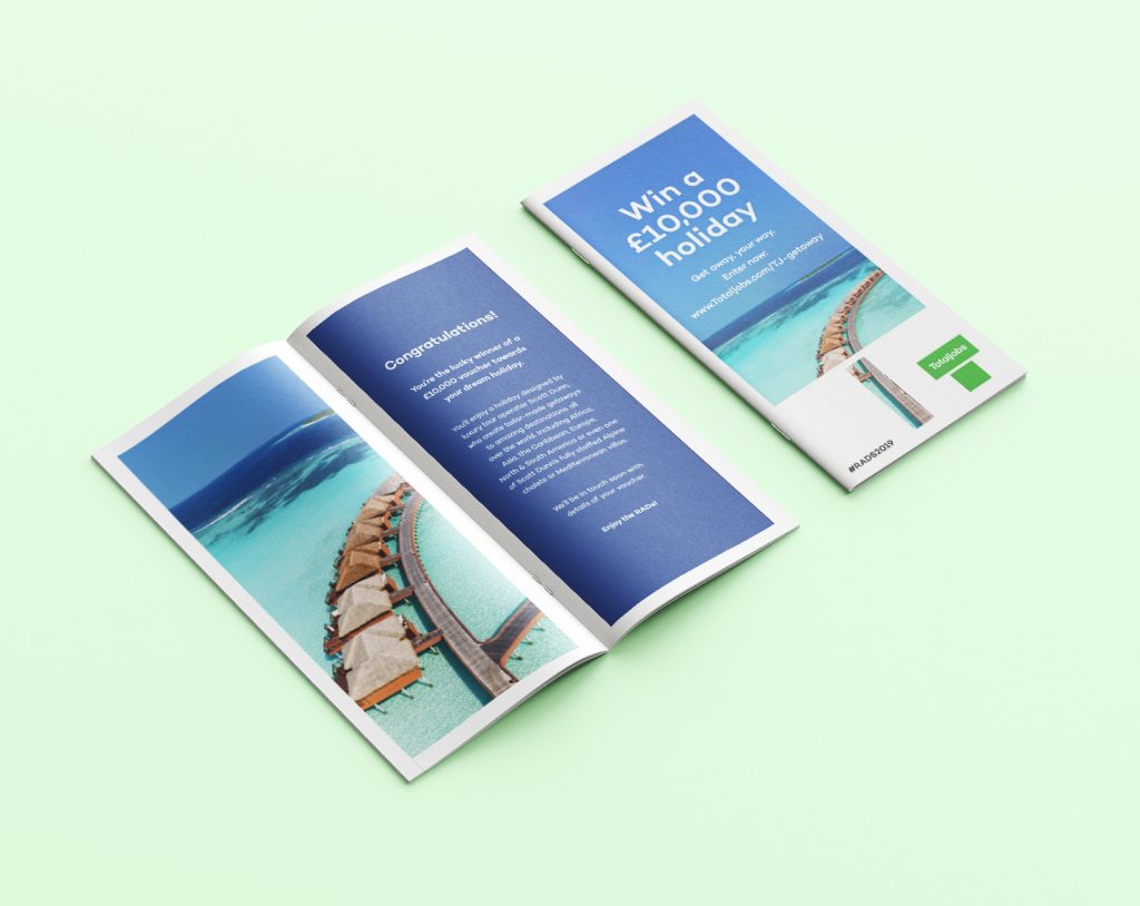 Leaflet displayed with Total Jobs competition leaflet.
